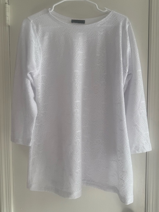 Nally & Millie Tops - Nally & Millie White Textured Boatneck Long Sleeve Top Size S